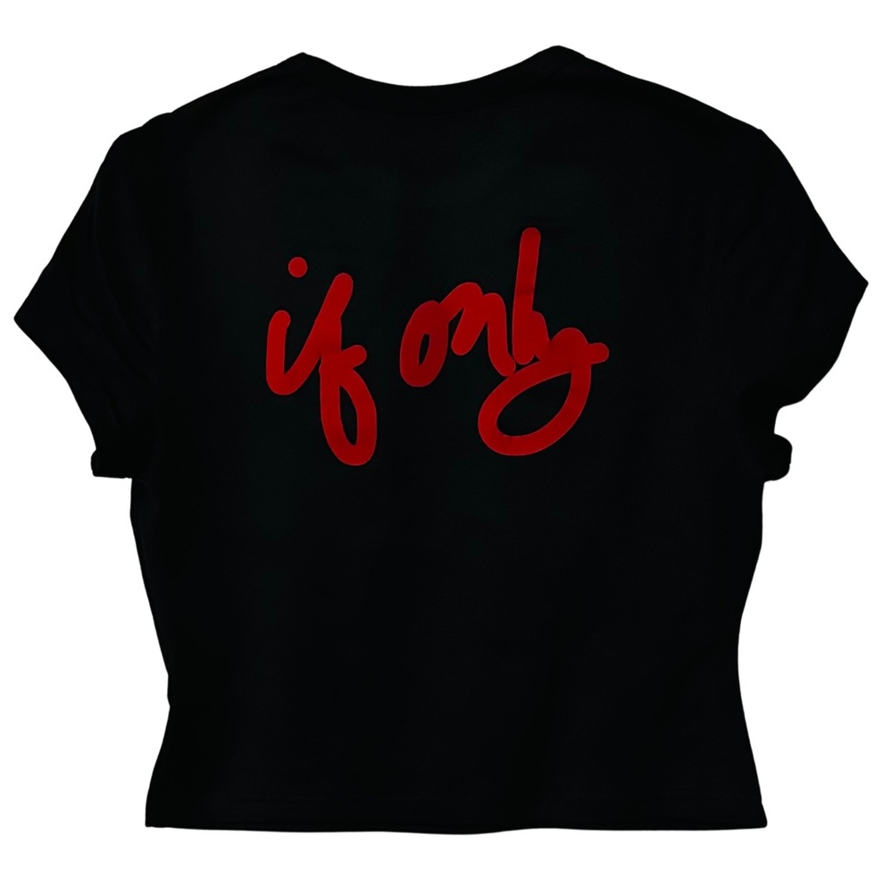 IF ONLY LIMITED EDITION x Red French Fries Patch Black Red Crew Crop Top Shirt